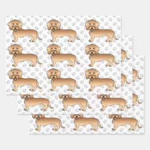 Dachshund mit weichem Draht Fell Cartoon-Hund-Must Geschenkpapier Set