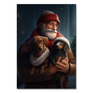Dachshund mit Weihnachtsmann Festive Weihnachten Tischnummer