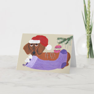 Dachshund mit Weihnachtsstrumpf Feiertagskarte