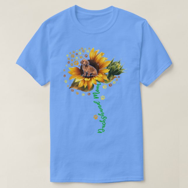 Dachshund Mom Funny Dachshund On Sunflower Dog Paw T-Shirt (Design vorne)