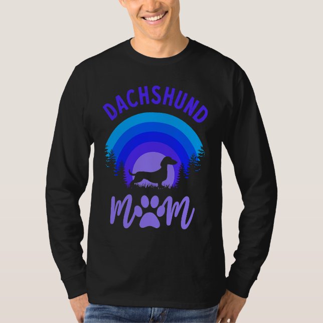 Dachshund Mom Purple Blue Sunset T-Shirt (Vorderseite)