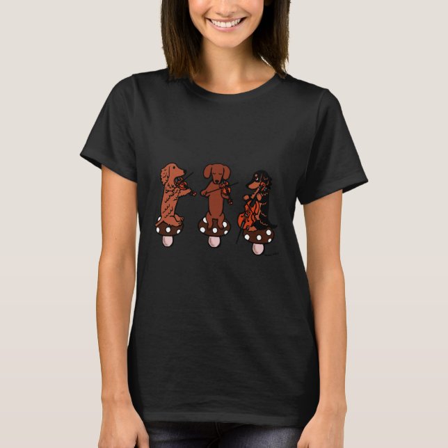 Dachshund Musicians String Trio T-Shirt (Vorderseite)
