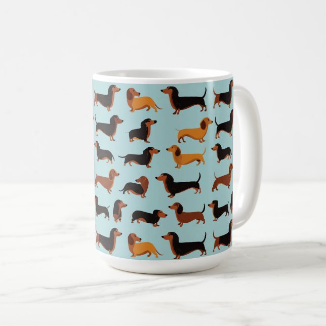 Dachshund-Muster-Tasse Kaffeetasse (VorderseiteRechts)