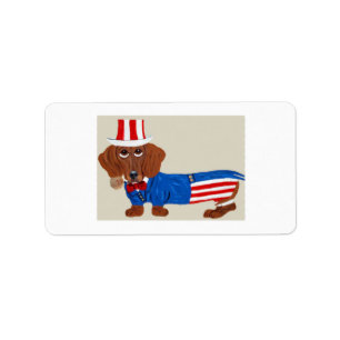 Dachshund Onkel Sam Einladung Adressaufkleber