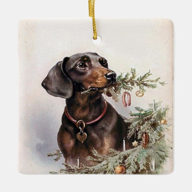 Dachshund-Ornament Keramikornament (Vorderseite)