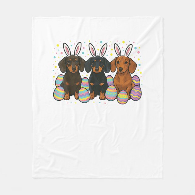 Dachshund Ostern T-Shirt Fleecedecke (Vorderseite)