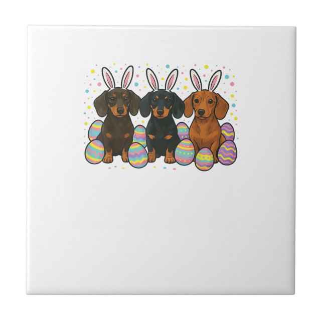 Dachshund Ostern T-Shirt Fliese (Vorderseite)