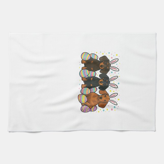 Dachshund Ostern T-Shirt Geschirrtuch (Horizontal)