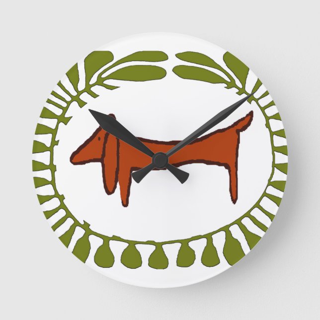 Dachshund Oval Runde Wanduhr (Vorderseite)
