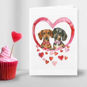 Dachshund-Paar Aquarell Personalisierte süße Liebe Feiertagskarte