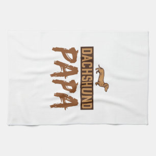 Dachshund Papa Vintage Gravur Hund Papa Design_1 Geschirrtuch