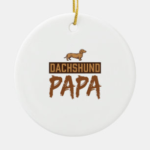 Dachshund Papa Vintage Gravur Hund Papa Design_1 Keramik Ornament