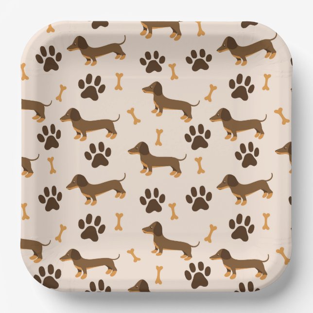 Dachshund-Papierteller, Hunde-Geburtstagsfeier Pappteller (Vorderseite)