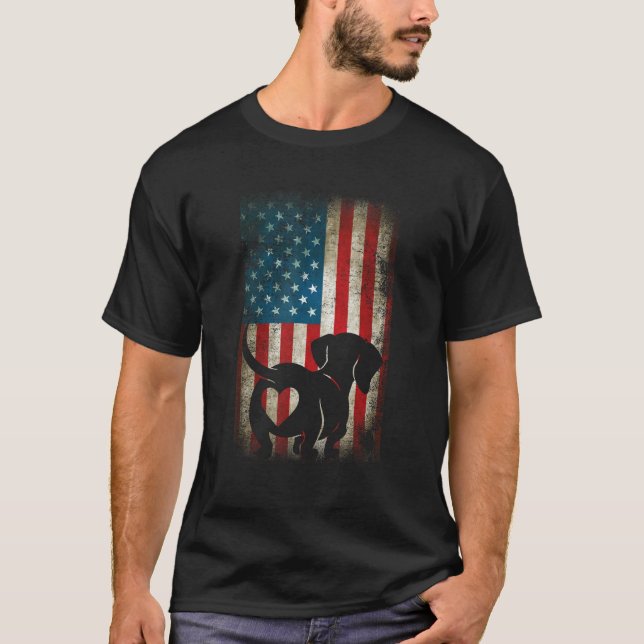 Dachshund Patriotic 4th of July American Flag Dog T-Shirt (Vorderseite)