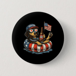 Dachshund patriotischer Hund USA 250 Unabhängigkei Button