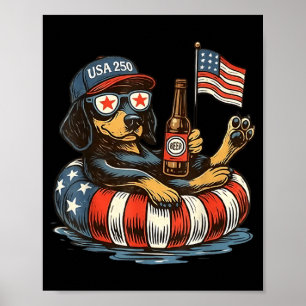 Dachshund Patriotischer Hund USA 250 Unabhängigkei Poster