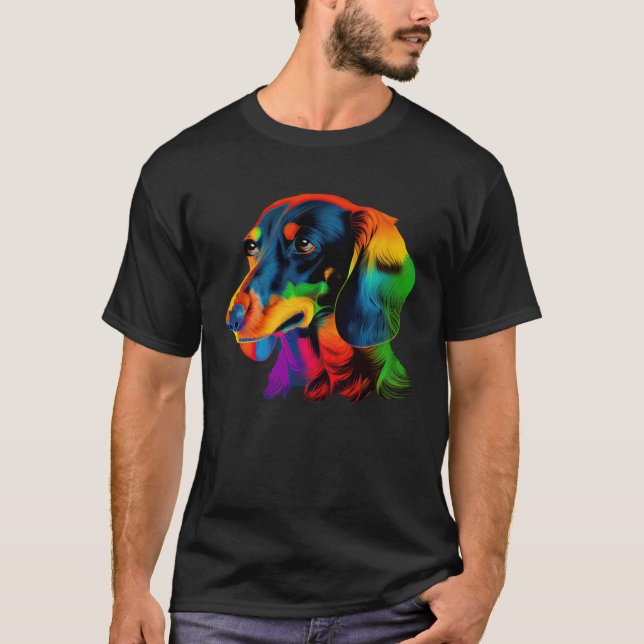 Dachshund Pop Colorful  Dachshund T-Shirt (Vorderseite)