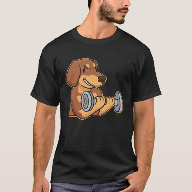 Dachshund Powerlifting Weightlifting Deadlifting T-Shirt (Vorderseite)