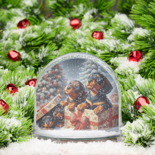 Dachshund Puppies Personalized Snow Globe Schneekugeln (Weihnachten)