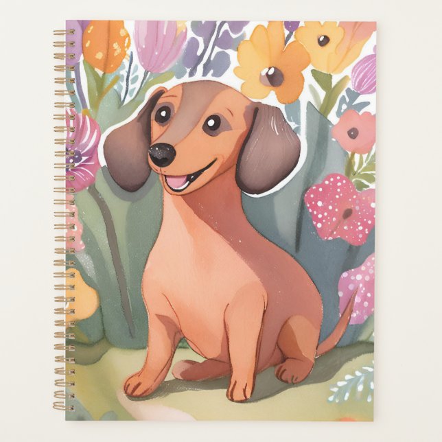 Dachshund Puppy | Watercolor Dog Pet Planer (Vorderseite)