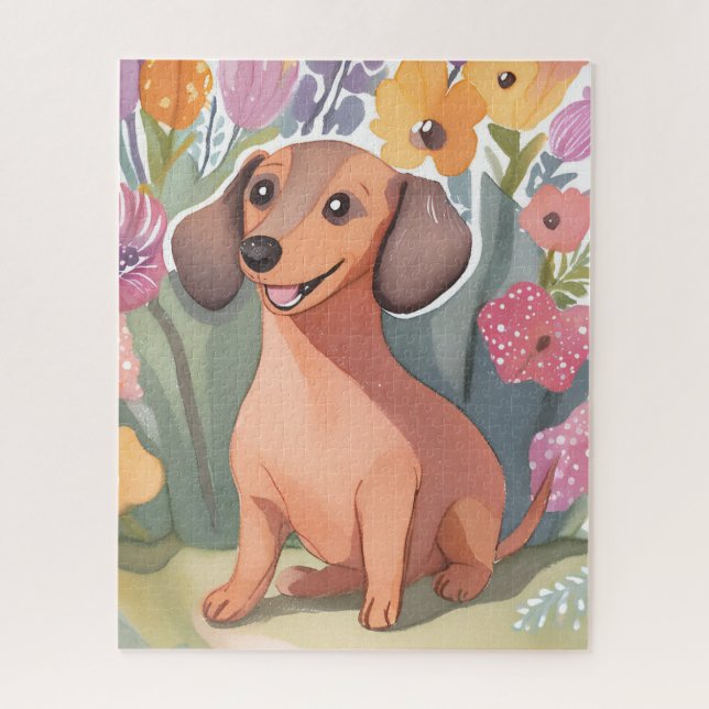 Dachshund Puppy | Watercolor Dog Pet Puzzle (Vertikal)