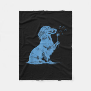 Dachshund pustet Wünsche Löwenzahn süßer Haustierl Fleecedecke
