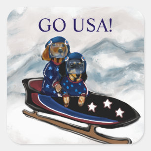 DACHSHUND  QUADRATISCHER AUFKLEBER