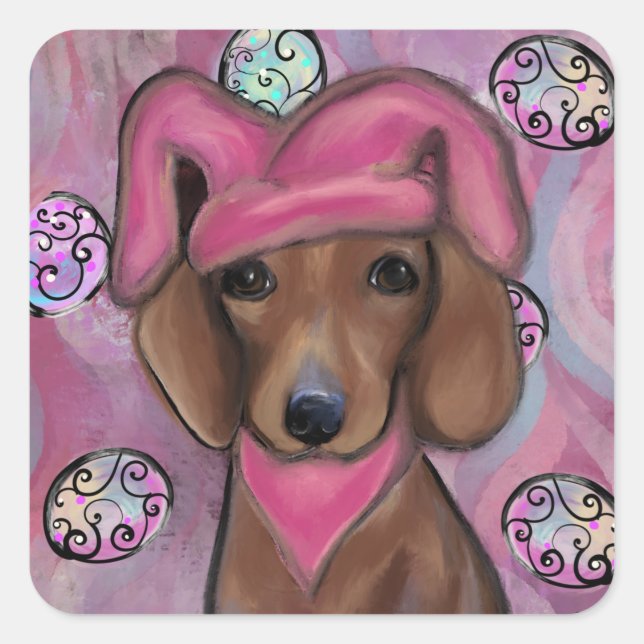Dachshund          quadratischer aufkleber (Vorderseite)
