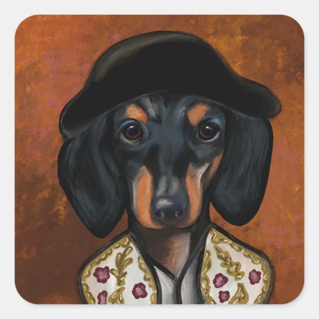 DACHSHUND            QUADRATISCHER AUFKLEBER (Vorderseite)