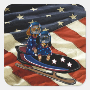 DACHSHUND  QUADRATISCHER AUFKLEBER