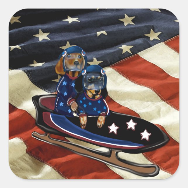 DACHSHUND  QUADRATISCHER AUFKLEBER (Vorderseite)