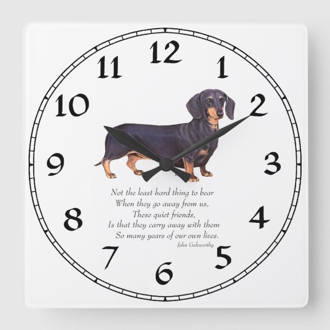 Dachshund Rainbow Bridge Quadratische Wanduhr (Vorderseite)