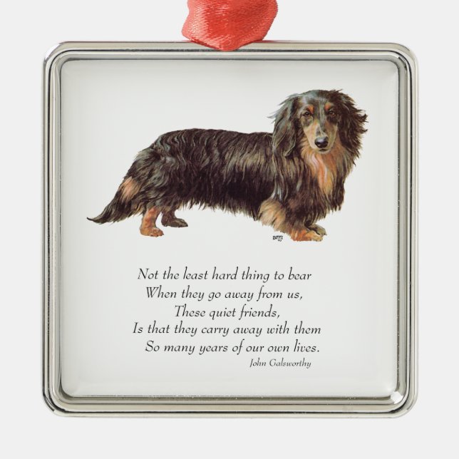 Dachshund Rainbow Bridge Silbernes Ornament (Vorne)