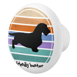 Dachshund Rauhhaar - Silhouette 1 Keramikknauf