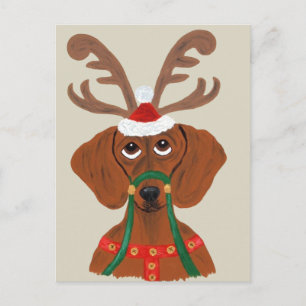 Dachshund-Rentier Feiertagspostkarte