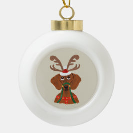 Dachshund-Rentier Keramik Kugel-Ornament