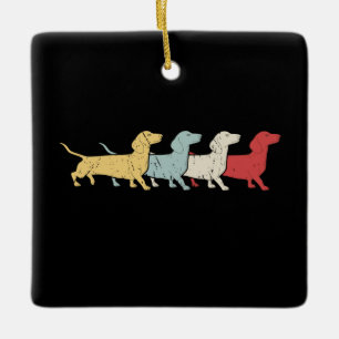 Dachshund Retro Vintage  Keramikornament