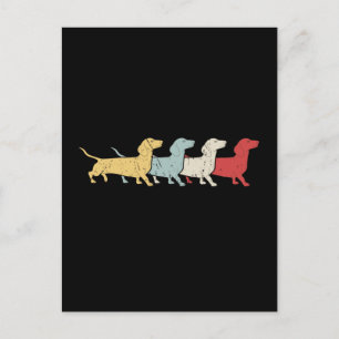Dachshund Retro Vintage Postkarte