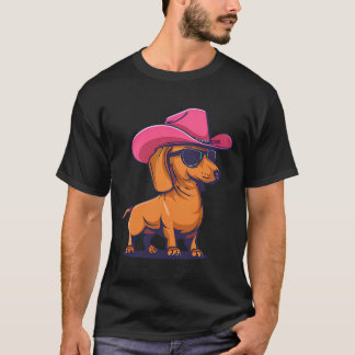 Dachshund Rosa Cowboyhut Wiener Wurst Hund Welpe T-Shirt
