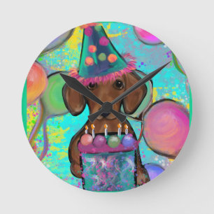 Dachshund   runde wanduhr