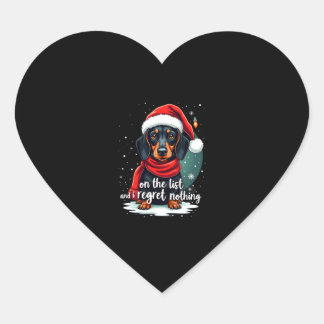 Dachshund Santa auf der Liste der Ungezogenen Dach Herz-Aufkleber