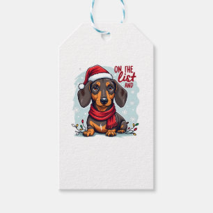 Dachshund Santa auf der unartigen Liste Dachshund Geschenkanhänger