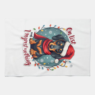 Dachshund Santa auf der unartigen Liste Dachshund Geschirrtuch