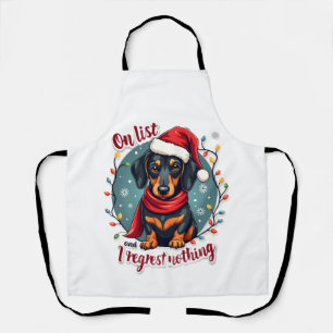Dachshund Santa auf der unartigen Liste Dachshund Schürze