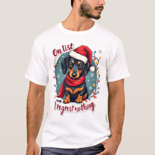 Dachshund Santa auf der unartigen Liste Dachshund T-Shirt