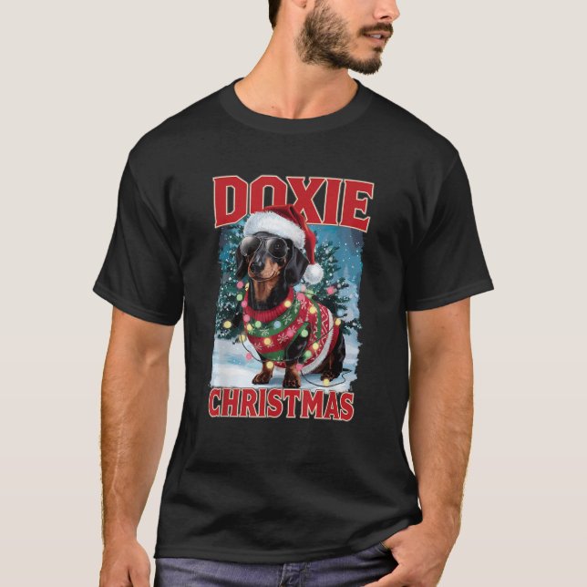 Dachshund Santa Hat Dog Lover Costume Doxie Christ T-Shirt (Vorderseite)