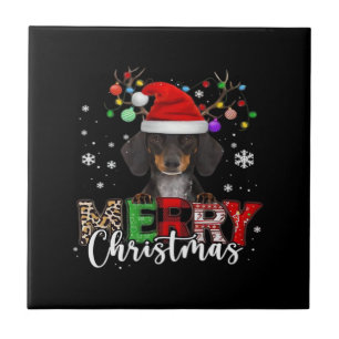Dachshund Santa Hund Frohe Weihnachten Oversized T Fliese