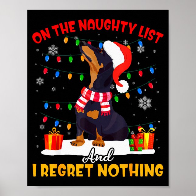 Dachshund Santa On The Naughty List Dachshund Chri Poster (Vorne)