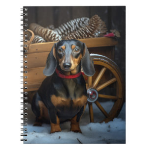Dachshund Schneebedeckter Schlitten Weihnachtsdeko Notizblock