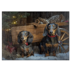 Dachshund Schneeschlitten Weihnachtsdekoration Schneidebrett